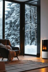 HVAC Blog 5 Cozy home interior with a modern furnace, illustrating warmth and comfort during winter